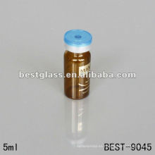 Frascos de inyección marrón de 5 ml, frasco de vidrio de penicilina con caucho de acrilonitrilo Butadieno y tapa de aluminio, estampado dorado